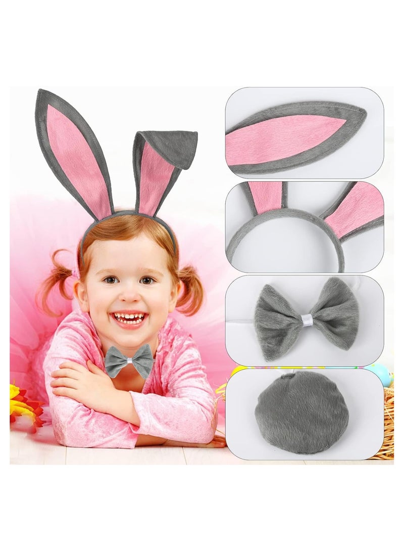 KASTWAVE 2 Pcs Bunny Ears Headband, Rabbit Tail and Bow Tie, Cosplay Costume Party Bunny Ear Costume Set - Image 5