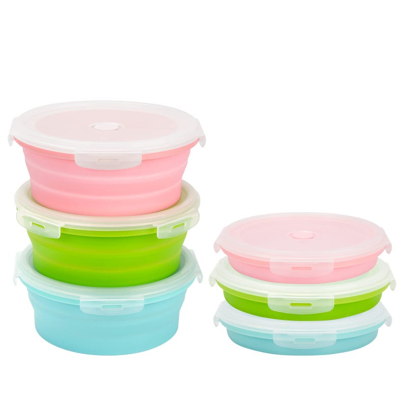 trrcylp 3Pack Collapsible Silicone Food Storage Containers with Lid 40OZ Foldable Lunch Bowl for Microwave Freezer Dishwasher Safe 800ml - Image 1