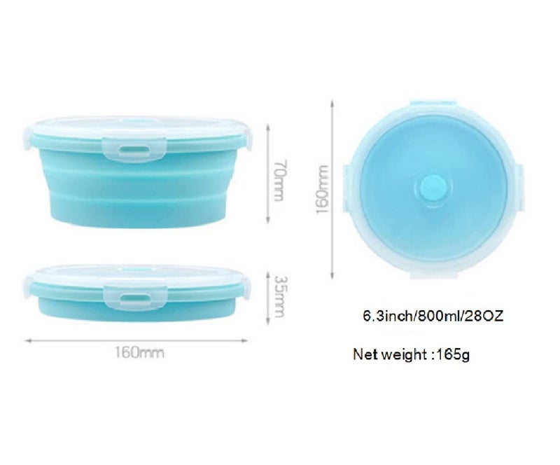 trrcylp 3Pack Collapsible Silicone Food Storage Containers with Lid 40OZ Foldable Lunch Bowl for Microwave Freezer Dishwasher Safe 800ml - Image 2