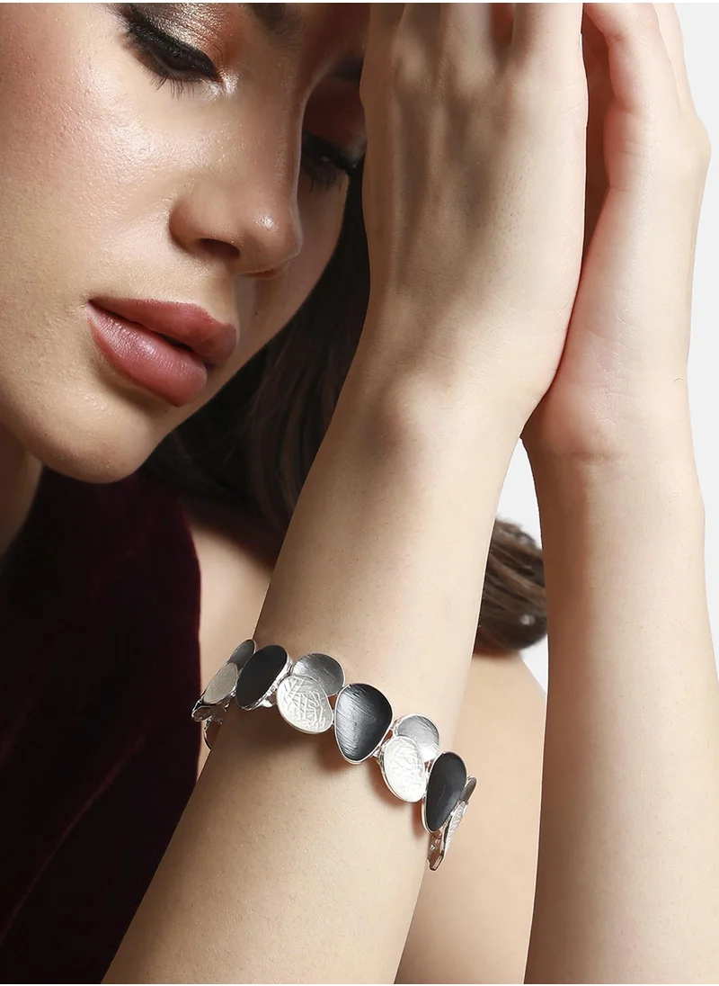 SOHI Black & Metallic Abstract Bracelet