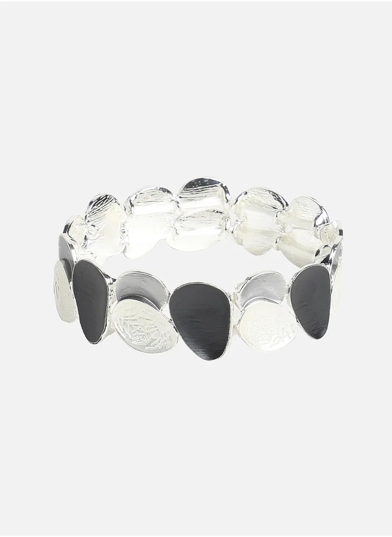 SOHI Black & Metallic Abstract Bracelet