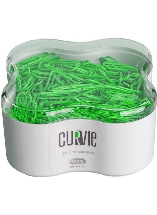 MAS Curvie Colored Paper Clips 500 Pack Green 