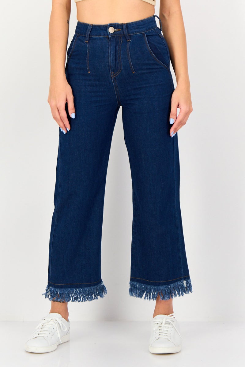 VERO MODA جينز دورا فضفاض للنساء بقصة عادية غير قابلة للتمدد، أزرق - Image 1