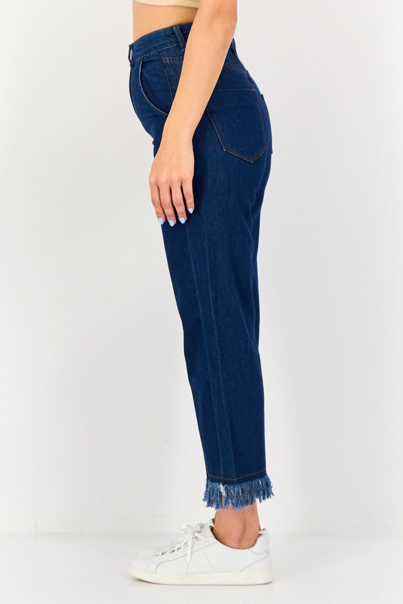 VERO MODA جينز دورا فضفاض للنساء بقصة عادية غير قابلة للتمدد، أزرق - Image 4