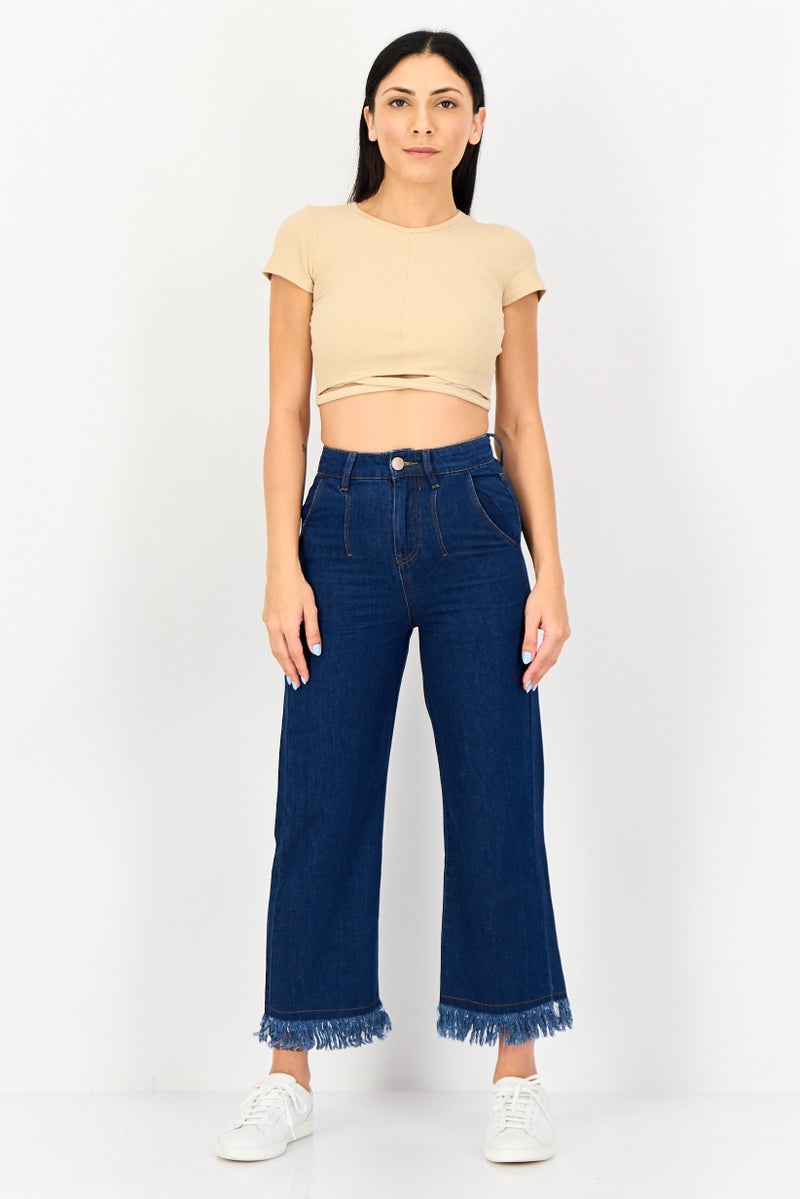 VERO MODA جينز دورا فضفاض للنساء بقصة عادية غير قابلة للتمدد، أزرق - Image 2