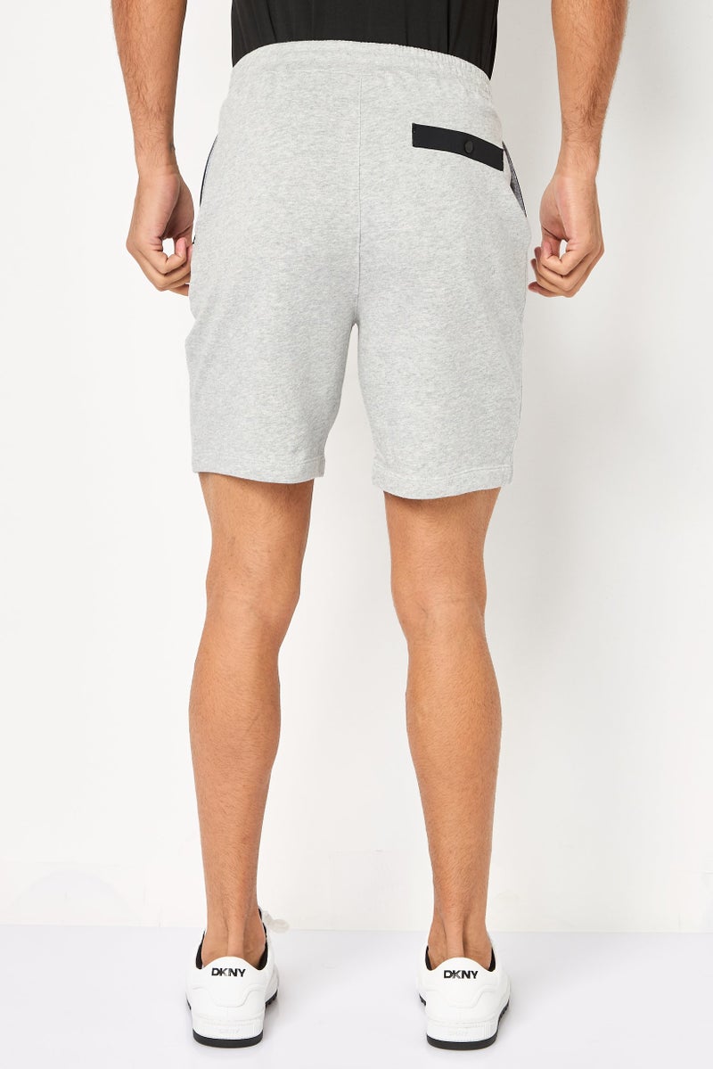 DKNY Men Regular Fit Brand Logo Basic Shorts, Heather Grey - Image 3