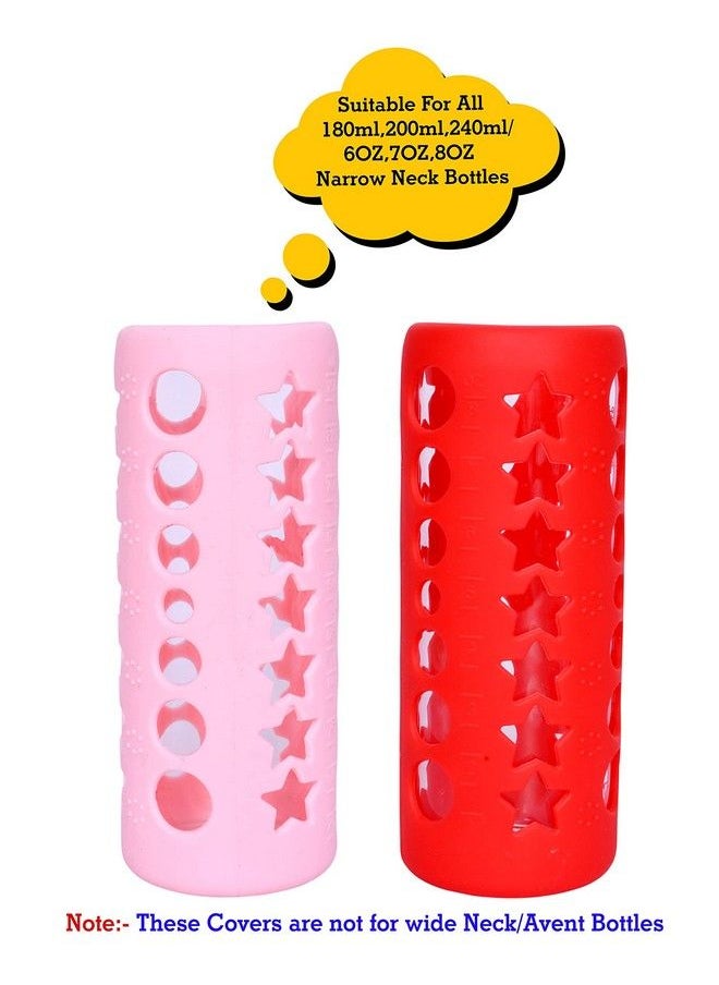 The Little Lookers Baby Feeding Bottle Silicone Warmer Cover;Sleeve Holder;Insulated Protection For Newborns;Infants;Babies (Red & Pink 240Ml)  - Image 3