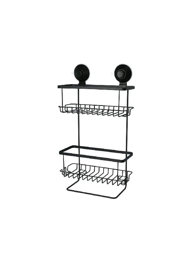 InterDesign 2-Tier Suction Lock Rust-Resistant Shower Caddy Matte Black 40.69 x 24.26 x 10.87 cm 23527ES - Image 3