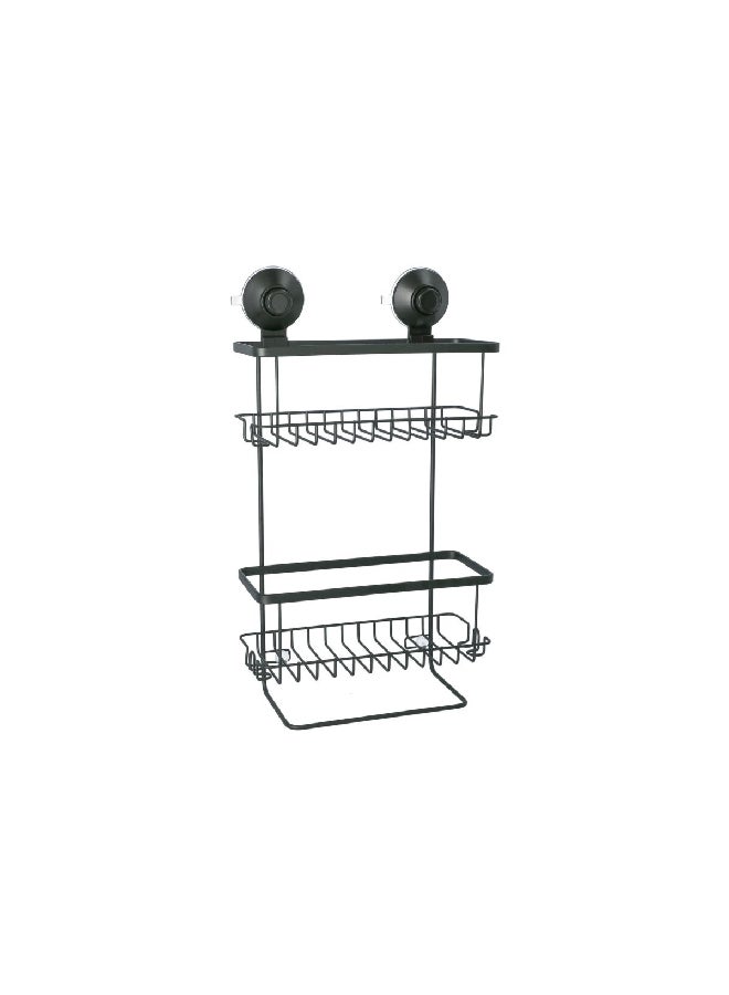 InterDesign 2-Tier Suction Lock Rust-Resistant Shower Caddy Matte Black 40.69 x 24.26 x 10.87 cm 23527ES - Image 4