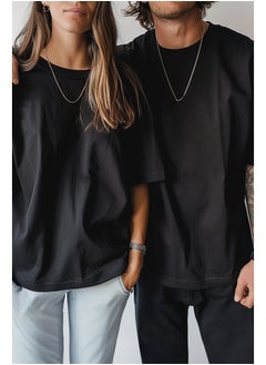trendyol Black Basic Crew Neck Oversize/Wide Fit Short Sleeve T-Shirt TMNSS21TS0811  - Image 2