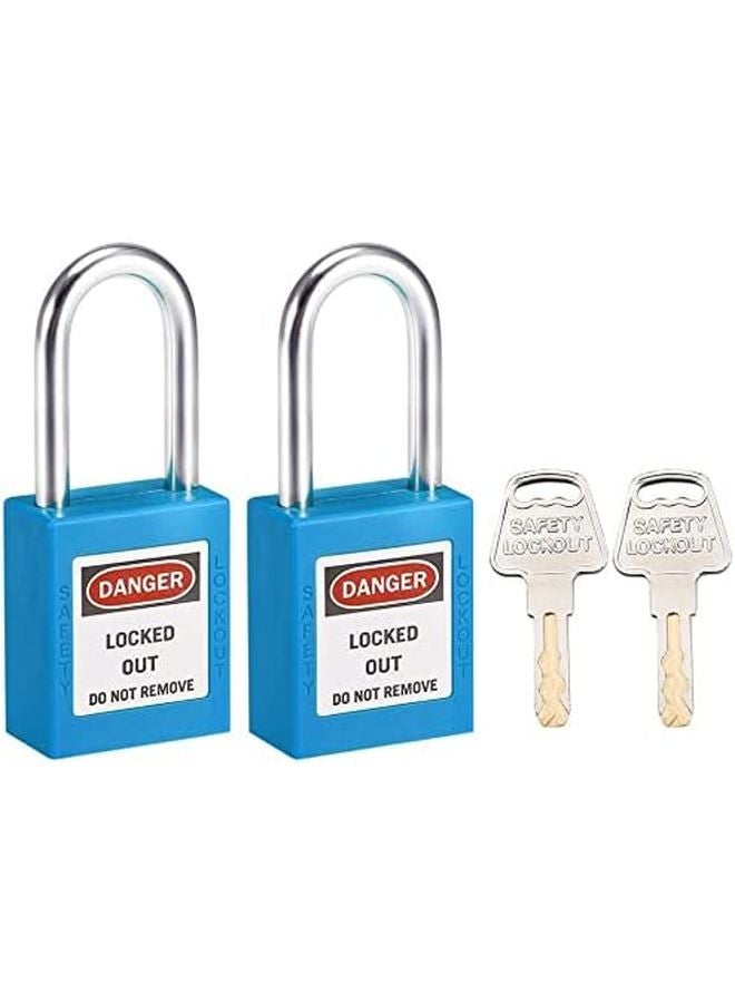 Blue Lockout Tagout Safety Padlock 2Pcs Steel Shackle Keyed Alike - Image 2