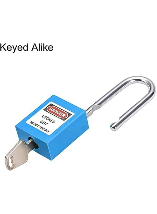 Blue Lockout Tagout Safety Padlock 2Pcs Steel Shackle Keyed Alike - Image 3