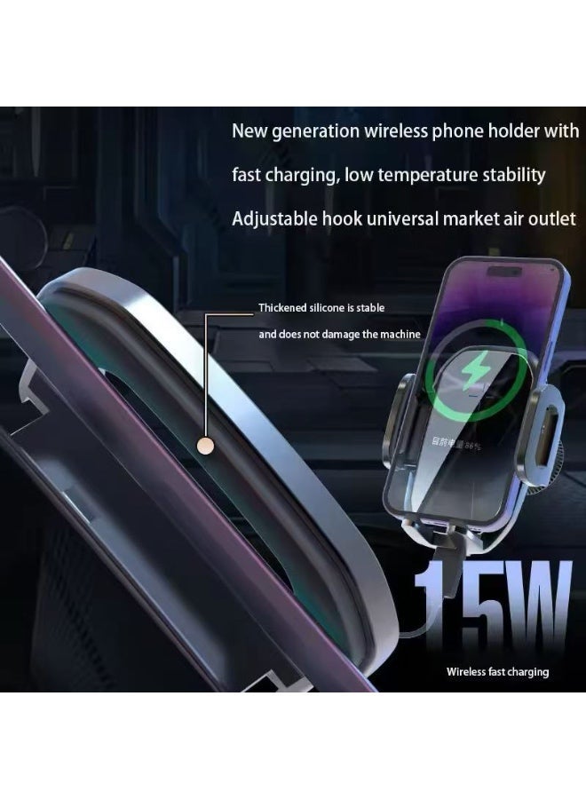 General smart 15W wireless fast charging car bracket suitable for Apple Android mobile phone car bracket charger - Image 4