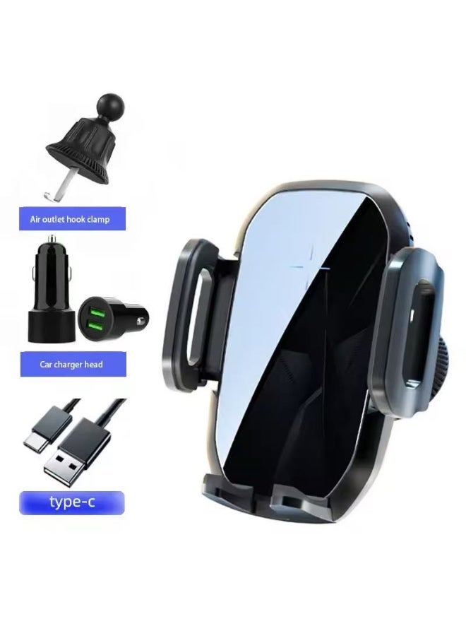 General smart 15W wireless fast charging car bracket suitable for Apple Android mobile phone car bracket charger - Image 1