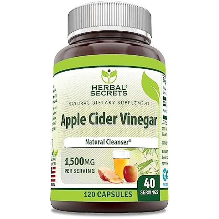 Herbal Secrets Apple Cider Vinegar Supplement | 1500 Mg Per Serving | 120 Capsules| Non-GMO | Gluten Free | Made in USA - Image 1