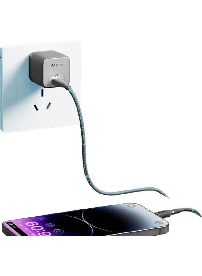 Bull C-C Male To Male Fast Charging Data Cable, Ctoc 3A//60W Max/1M/Compatible With Iphone 15/Huawei/Xiaomi/Tablets/Laptops, Pebble Gray - Image 2