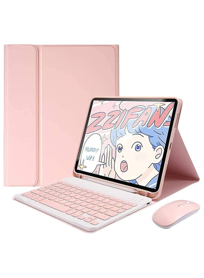 عام حافظة ولوحة مفاتيح بلغتي العربية والإنجليزية للآيباد عاشر الجيل لعام 2022، قابلة للفصل ولاسلكية، مع حامل للقلم، قصيرة الحجم ومصنوعة من الجلد الذكي، مع ماوس للآيباد عاشر الجيل بحجم 10.9 بوصة. - Image 1