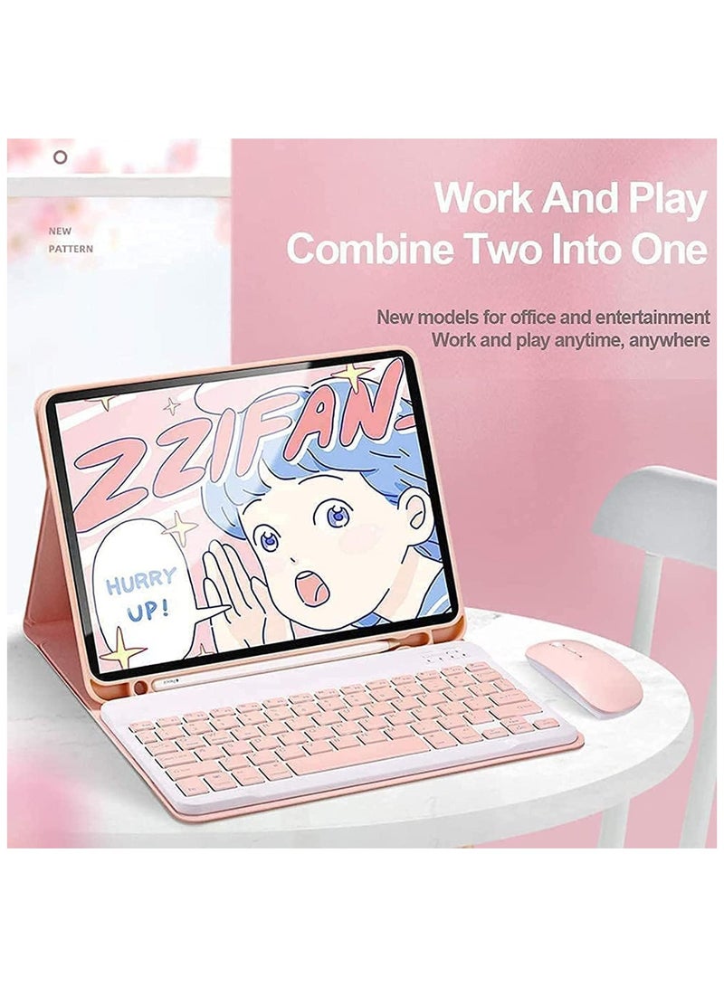 عام حافظة ولوحة مفاتيح بلغتي العربية والإنجليزية للآيباد عاشر الجيل لعام 2022، قابلة للفصل ولاسلكية، مع حامل للقلم، قصيرة الحجم ومصنوعة من الجلد الذكي، مع ماوس للآيباد عاشر الجيل بحجم 10.9 بوصة. - Image 3