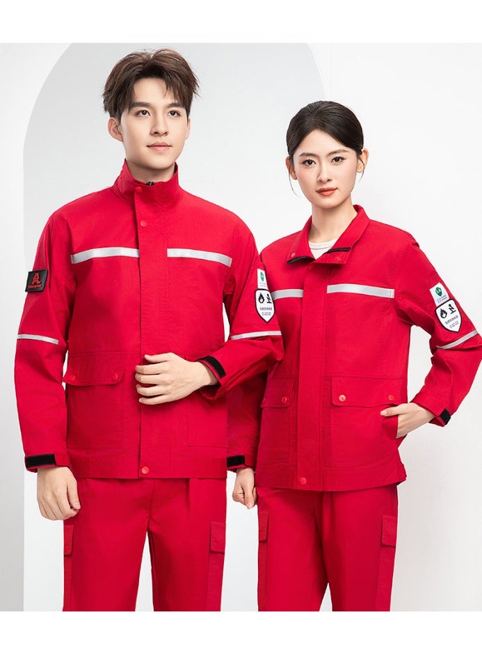 NIBEMINENT Summer Anti-static Work Suit Set, High Temperature Resistant, Heat-resistant, Flame-retardant Pure Cotton Welding Suit - Image 1