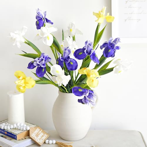 FiveSeasonStuff 6 Long-Stem Real Touch Artificial Purple Irises – Realistic Faux Flowers for Home Décor, Wedding Bouquets, Centerpieces & Floral Arrangements - Image 3