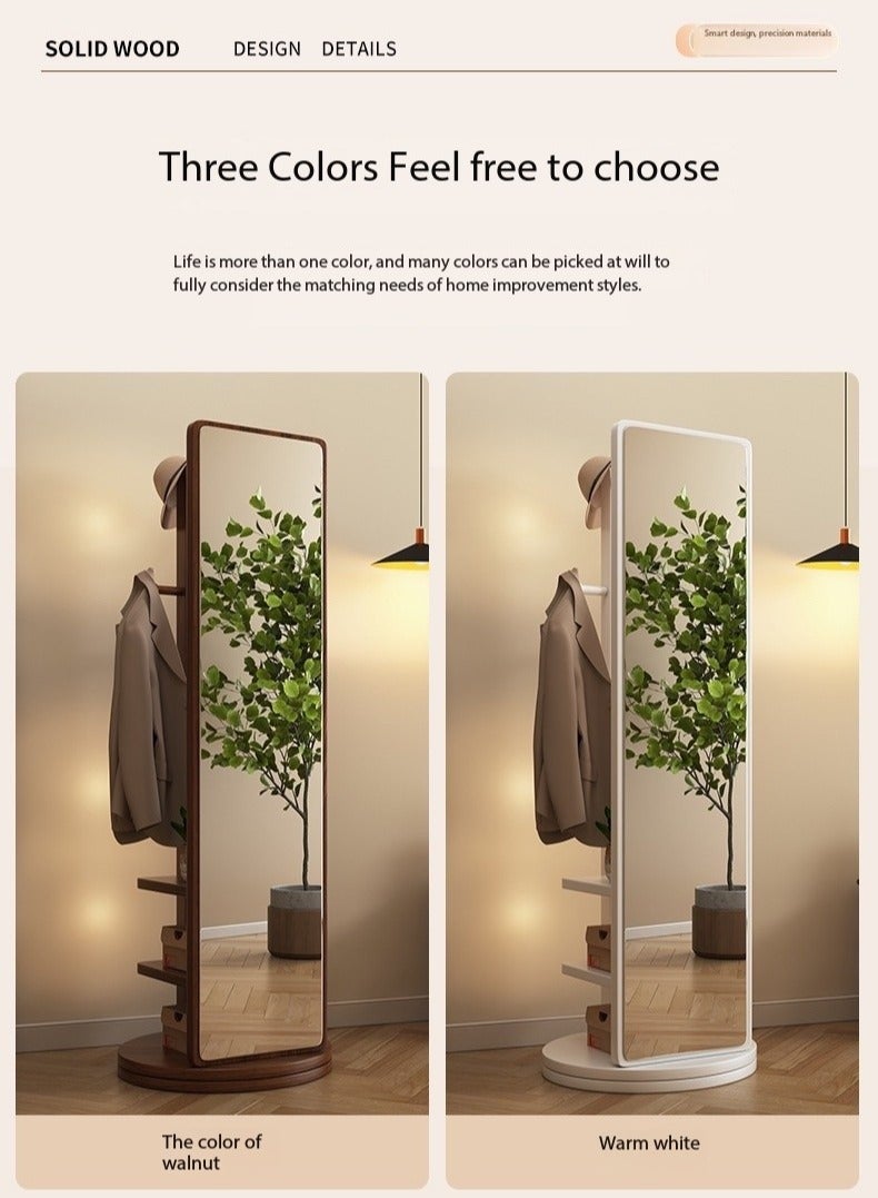 GT-Wheel Floor Mirror With Coat Rack Luxury Modern 360° Rotating Wood Full Body Length Mirror for Living Room and Bedroom - Image 2