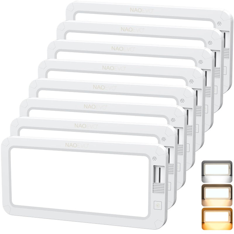 NAOEVO RV Lights Interior 2070LX, 1500LM RV LED Light Interior 12V, Camper Lights with 3 Color and Stepless Dimming, Energy-efficient Ceiling Light for Trailer Boat Car(8Pack, 2900-6500K) - Image 1