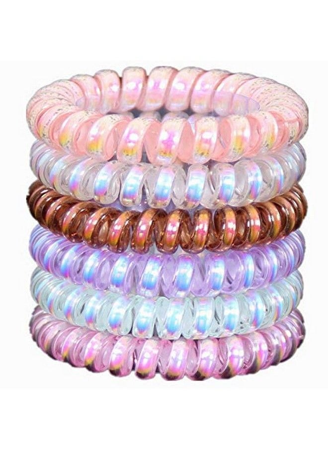 Fameza 6 Piece Coil Hair Ties Traceless Hair Ties Phone Cord Hair Ties Multicolor Large Spiral Hair Ties Mega Hair Coil Set For Thick Curly And Long Hair Dent Creaseless And No Headaches  - Image 2