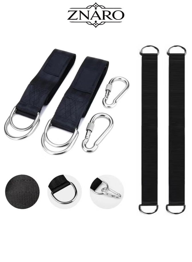 ZNARO 2 Pieces Tree Swing Straps Hanging Kit, 50cm Heavy Duty 400lbs Straps with Safer Lock Carabiner Clips for Hammock, Punching Bag, Swings, Chairs, Gym Bars and Outdoor Use - Image 2