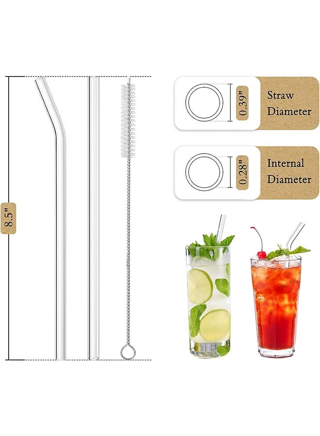 HY 14 Pack Reusable Glass Straws and Brushs, Set of 6 Straight and 6 Bent, Clear Glass Drinking Straw with 2 Cleaning Brushes Perfect for Juice, Smoothies  - Image 4