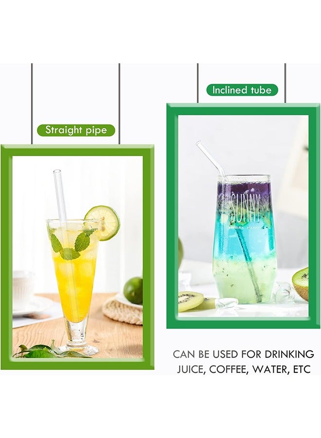 HY 14 Pack Reusable Glass Straws and Brushs, Set of 6 Straight and 6 Bent, Clear Glass Drinking Straw with 2 Cleaning Brushes Perfect for Juice, Smoothies  - Image 5