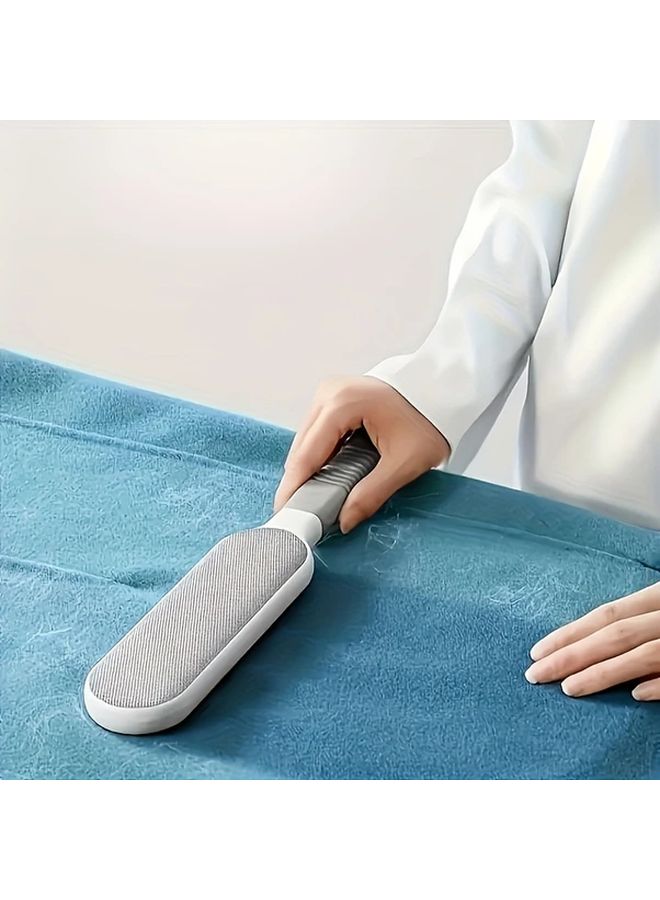 فرشاة إزالة شعر الحيوانات الأليفة الرمادية قابلة لإعادة الاستخدام ذات وجهين للقطط والملابس والأرائك والسجاد - Image 3