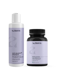 Saturn by GHC Hair Growth Combo For Biotin Hair Gummies -30 Gummies | Anti-Dandruff Shampoo 200Ml For Stronger, Shinier Hair & Nails | Hair Gummies For Women | Dandruff Relief And Hair Nourishment|  - Image 1