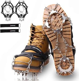JSHANMEI JSHANMEI 19 Spikes Crampons Ice Snow Grips Traction Cleats Stainless Steel Spikes Safe Protect Walking Jogging Hiking - Image 1