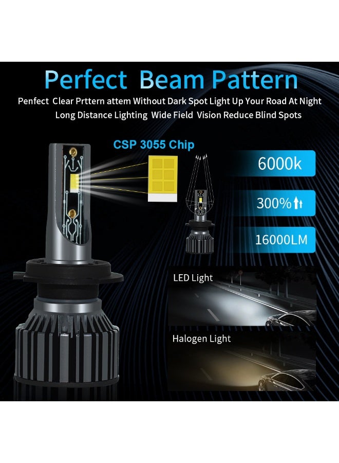 H8/H9/H11 LED Headlight Bulb,  16000LM 6000K High Low Beam Halogen Replacement LED Bulbs Cool White, H8 H9 H11 Car Fog Lights Cool Fan Fog Bulb, Plug and Play, Pack of 2 - Image 2