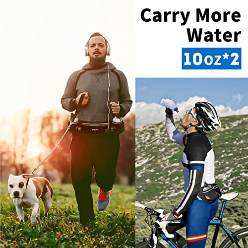 PYFK Running Belt with Water Bottles, Hydration Belt for Men and Women, Water Bottle Holder Running Pouch Water Belt, Fanny Pack Fits 7 inches Phones, Waist pack for Runner Jogging (black(black)) - Image 2