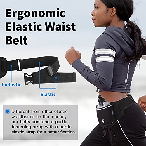 PYFK Running Belt with Water Bottles, Hydration Belt for Men and Women, Water Bottle Holder Running Pouch Water Belt, Fanny Pack Fits 7 inches Phones, Waist pack for Runner Jogging (black(black)) - Image 4
