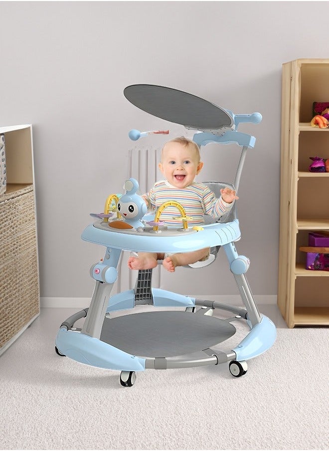 Gonice Multifunctional Baby Walker with Awning Round Kids Walker with Adjustable Height Toddler Walker with Toys  - Image 1