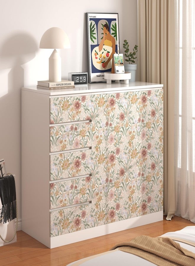 tiltil Peel and Stick Wallpaper Floral Contact Paper 17.3''×78.8'' Boho Wallpaper Self Adhesive Removable Wallpaper for Cabinets Bathroom - Image 4