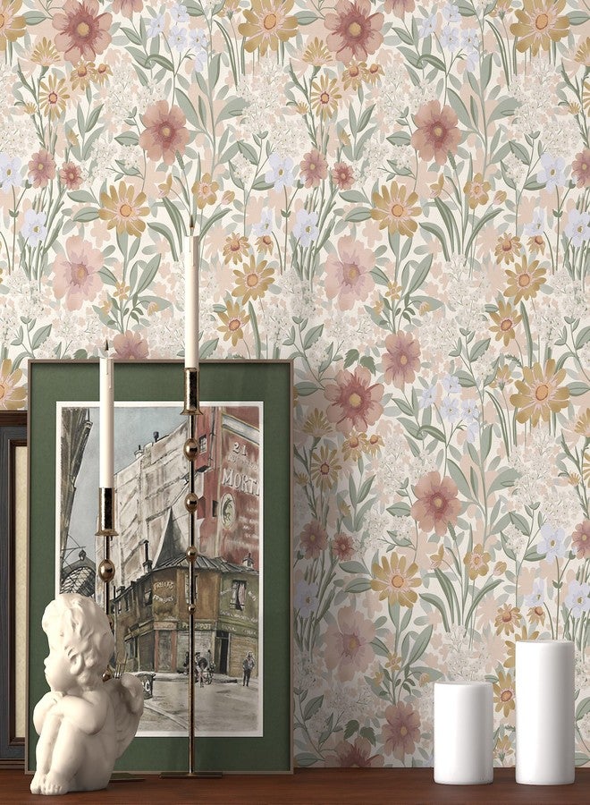 tiltil Peel and Stick Wallpaper Floral Contact Paper 17.3''×78.8'' Boho Wallpaper Self Adhesive Removable Wallpaper for Cabinets Bathroom - Image 2