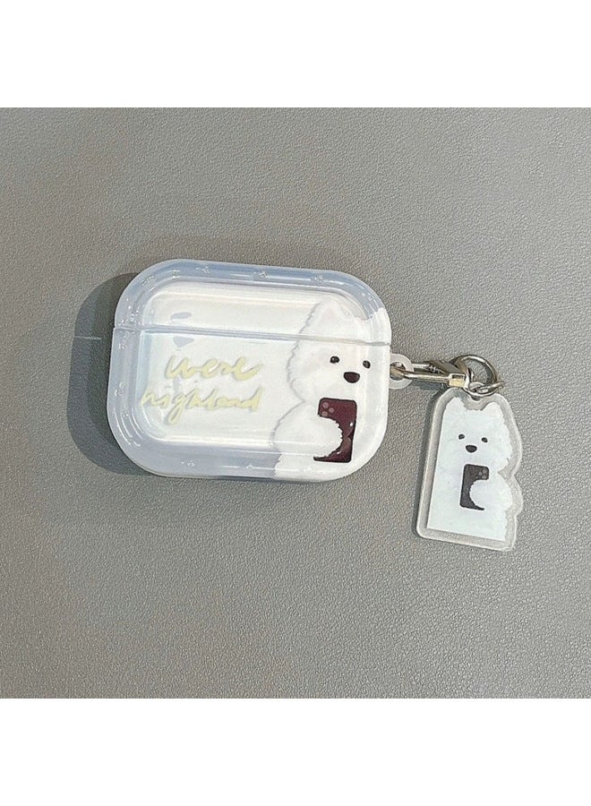 For Apple Wireless Bluetooth 1/2/3/4 Generation Protective Cover Pro Cat Dog Earphone Case-Colour:Dog Earphone Case + Pendant-Applicable Model:Airpods 4 - Image 1