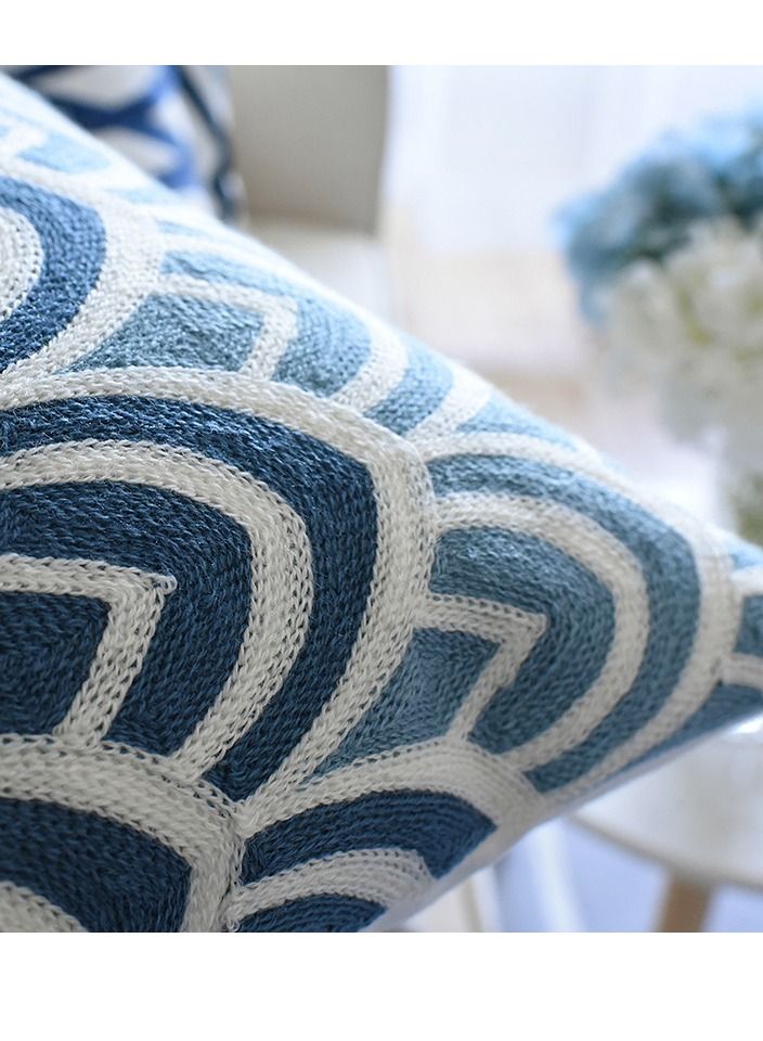 NIBEMINENT 4-pieceThrow Pillow case Set , with Blue and White Porcelain Embroidery Geometric Design Sofa Pillow cover Suitable for Home and Office - Image 4