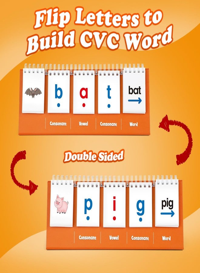 Aizweb CVC Word Games,Phonics Games Flash Card for Preschool Kindergarten Classroom,Learn to Read,Reading Manipulative Spelling Educational Toy Learning Activity Speech Therapy Teacher School Supplies - Image 3