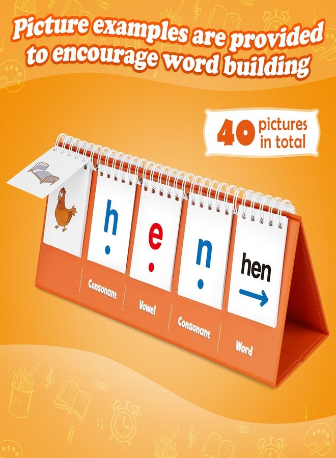 Aizweb CVC Word Games,Phonics Games Flash Card for Preschool Kindergarten Classroom,Learn to Read,Reading Manipulative Spelling Educational Toy Learning Activity Speech Therapy Teacher School Supplies - Image 2