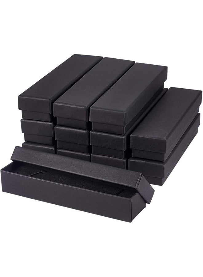 ECVV 12Pcs Necklace Cardboard Jewellery Box|7x1.7x1.3"|Kraft Paper Box Long Jewellery Gift Box with Sponge for Necklace Jewellery Presentation|Black| - Image 1