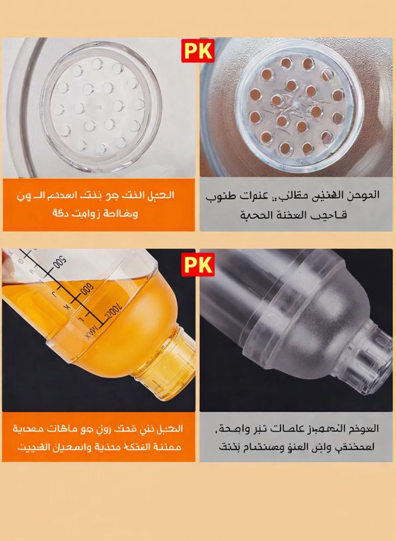 دائرة مربعة كوب شيكر شفاف سعة 700 مل مع مصفاة مدمجة – مانع للتسرب، مع تدريج قياس واضح، خالٍ من BPA وسهل التنظيف - Image 4