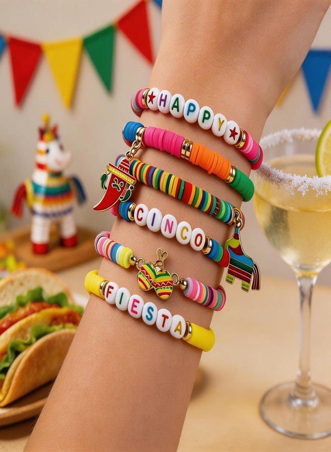 OHOME Cinco De Mayo Shirts for Women - 6 Pack Mexican Bracelets for Men | Fiesta Party Decorations Favors Supplies for Taco | Cinco De Mayo Outfit Dresses Accessories - Image 2