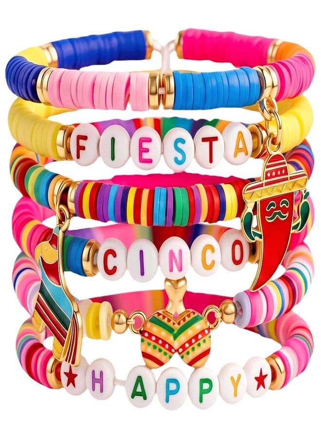 OHOME Cinco De Mayo Shirts for Women - 6 Pack Mexican Bracelets for Men | Fiesta Party Decorations Favors Supplies for Taco | Cinco De Mayo Outfit Dresses Accessories - Image 1
