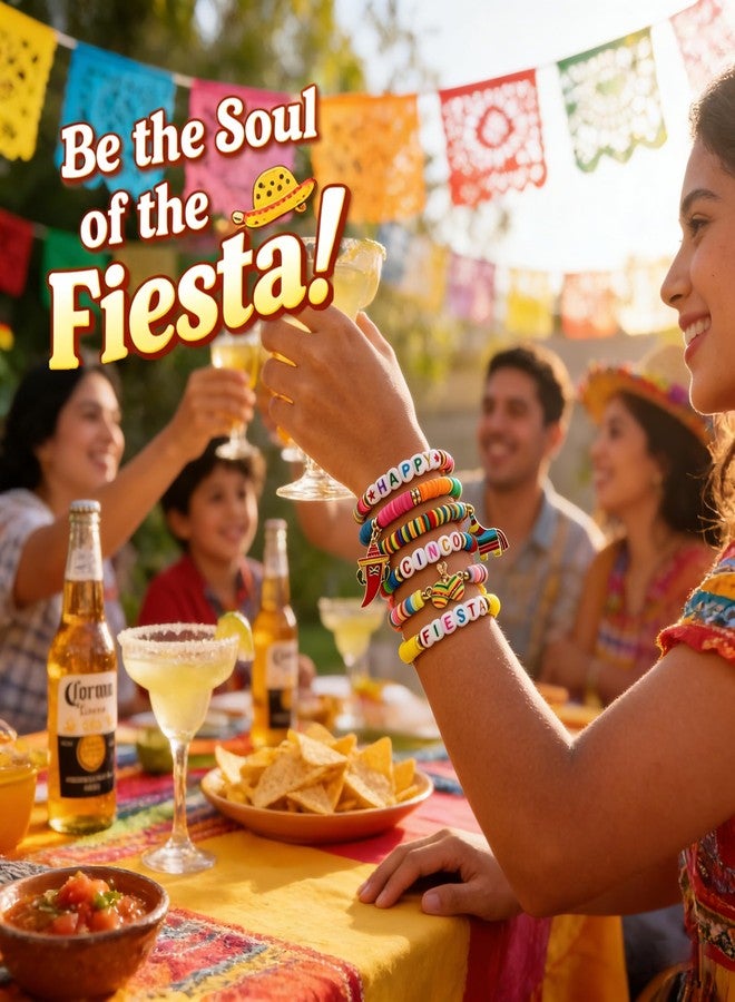 OHOME Cinco De Mayo Shirts for Women - 6 Pack Mexican Bracelets for Men | Fiesta Party Decorations Favors Supplies for Taco | Cinco De Mayo Outfit Dresses Accessories - Image 3