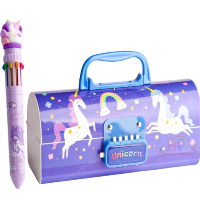 Rahasya Enterprise Plastic Kids Pen & Pencil Box-Suitcase Style Password Lock Pencil Case,Multi-Layer Pencil Box for Kids,Boys,Girls,Stationary Organizer Case for Kids (Unicron Blue Pencil-Box) - Image 1