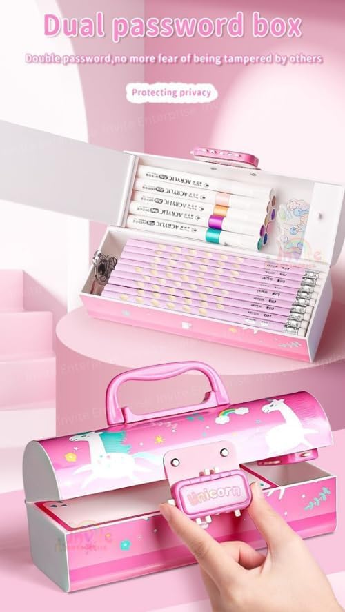 Rahasya Enterprise Plastic Kids Pen & Pencil Box-Suitcase Style Password Lock Pencil Case,Multi-Layer Pencil Box for Kids,Boys,Girls,Stationary Organizer Case for Kids (Unicron Blue Pencil-Box) - Image 5